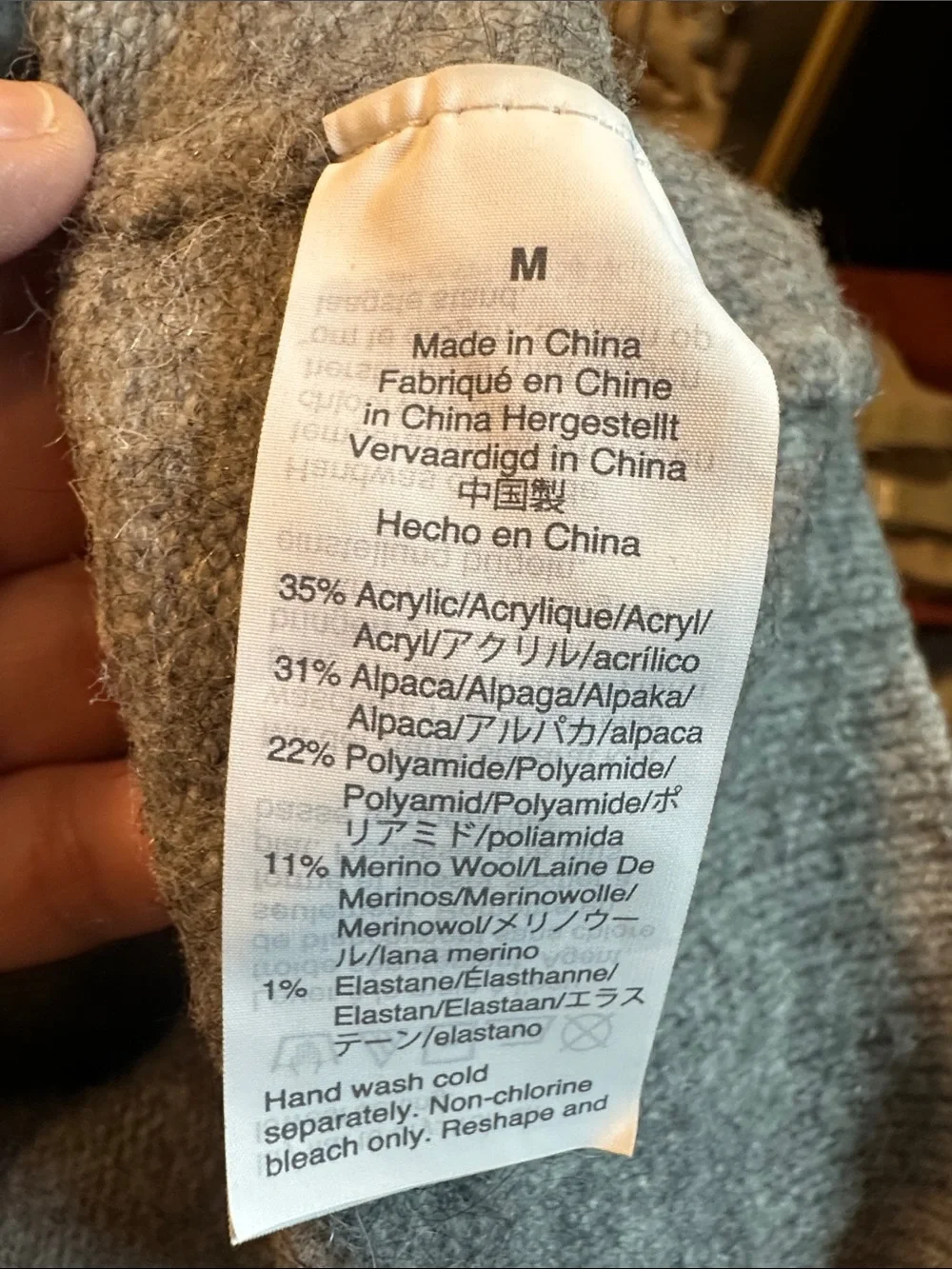 J. Crew Heather Gray V-Neck Button-Front Cardigan made with Alpaca and Merino